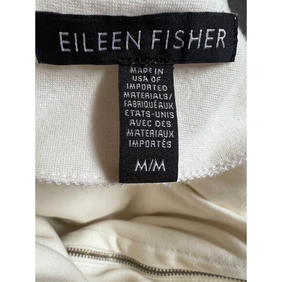 Eileen Fisher Flex Tencel Ponte Ivory Zip Up Jacket Shirt Top Medium Pockets - Picture 6 of 6
